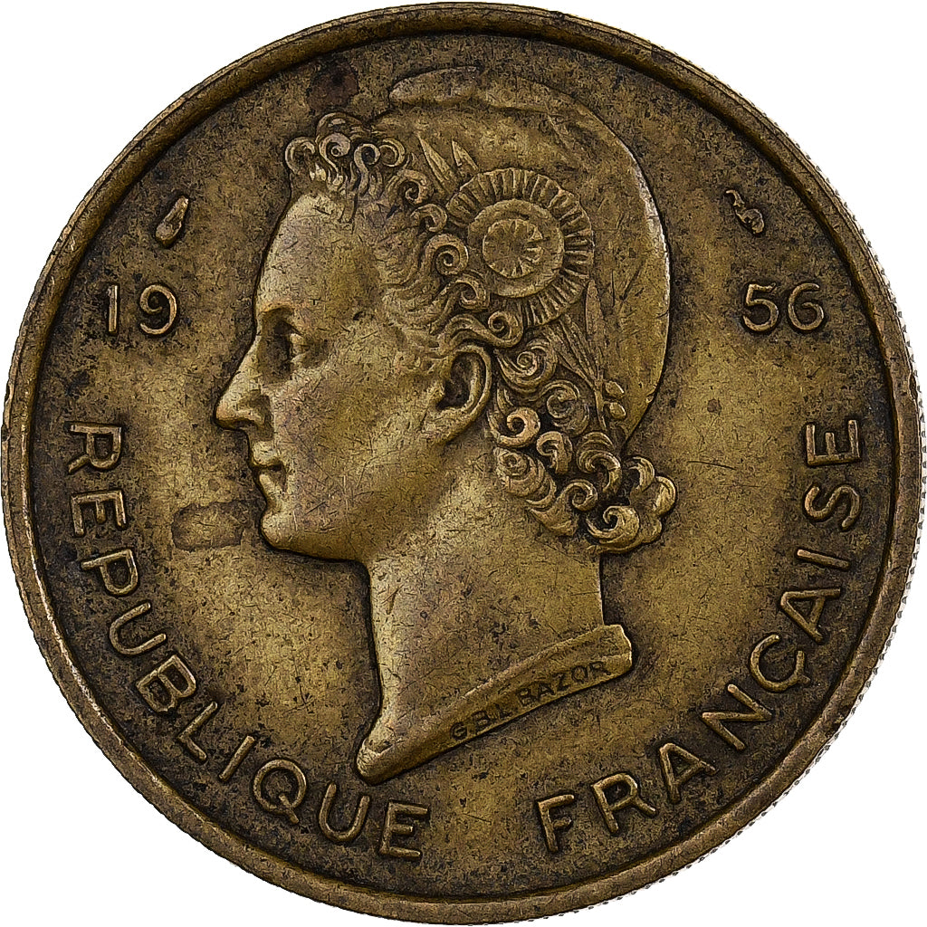 África Ocidental Francesa, 25 Francs, 1956, Paris, Alumínio-Bronze, EF(40-45)
