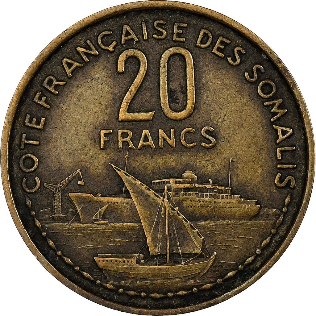 Costa francese dei somali, 20 Francs, 1952, Paris, Alluminio-bronzo, BB