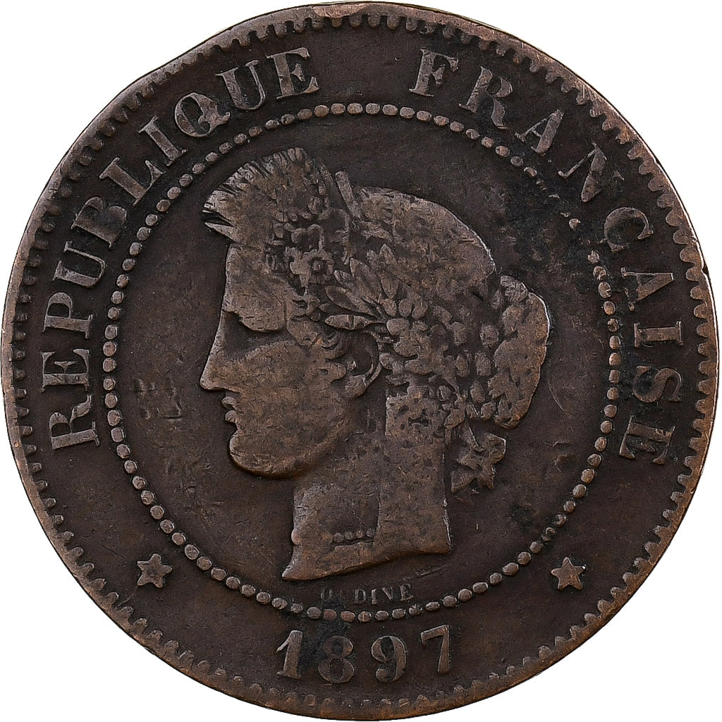 França, 5 Centimes, Cérès, 1897, Paris, Tocha, Bronze, VF(30-35)