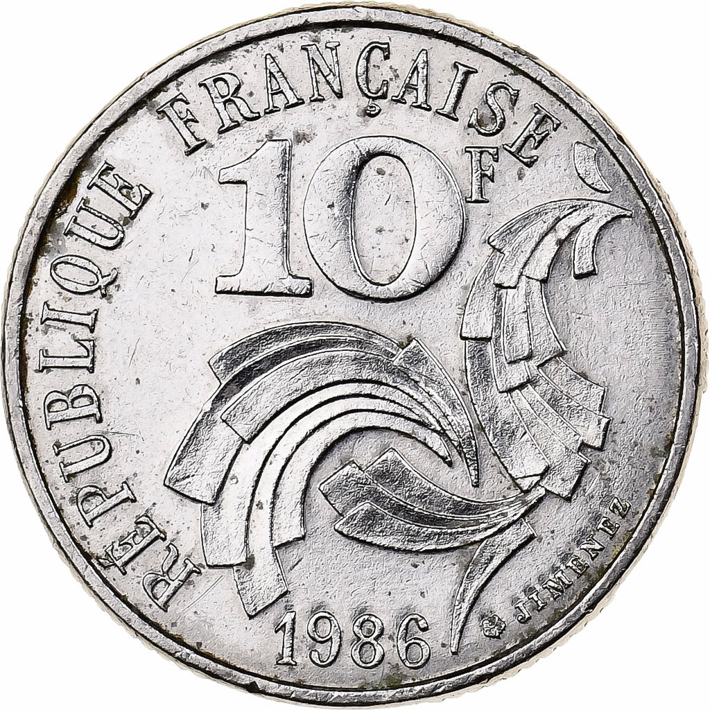 Francia, 10 Francs, Jimenez, 1986, Níquel, MBC+, Gadoury:824, KM:959