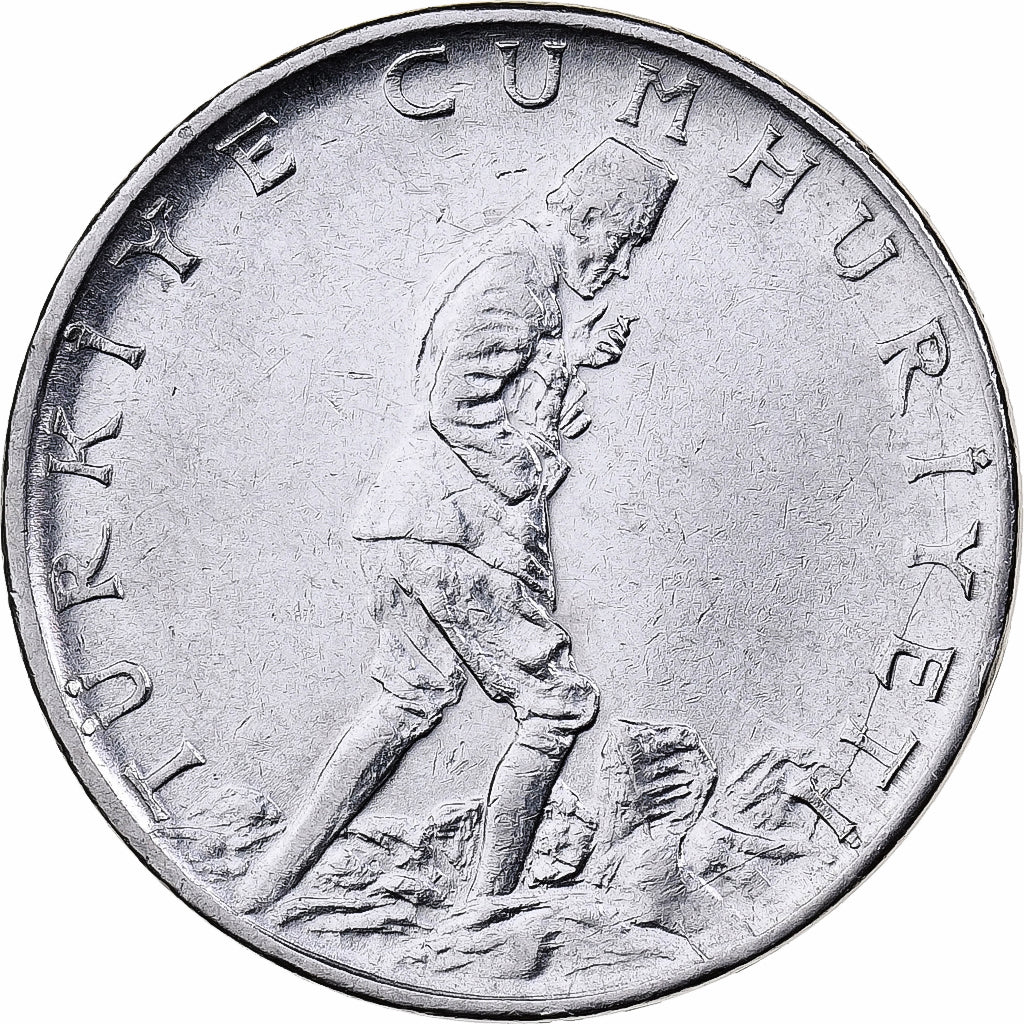 Turcja, 2-1/2 Lira, 1977, Stal nierdzewna, AU(50-53), KM:893.2