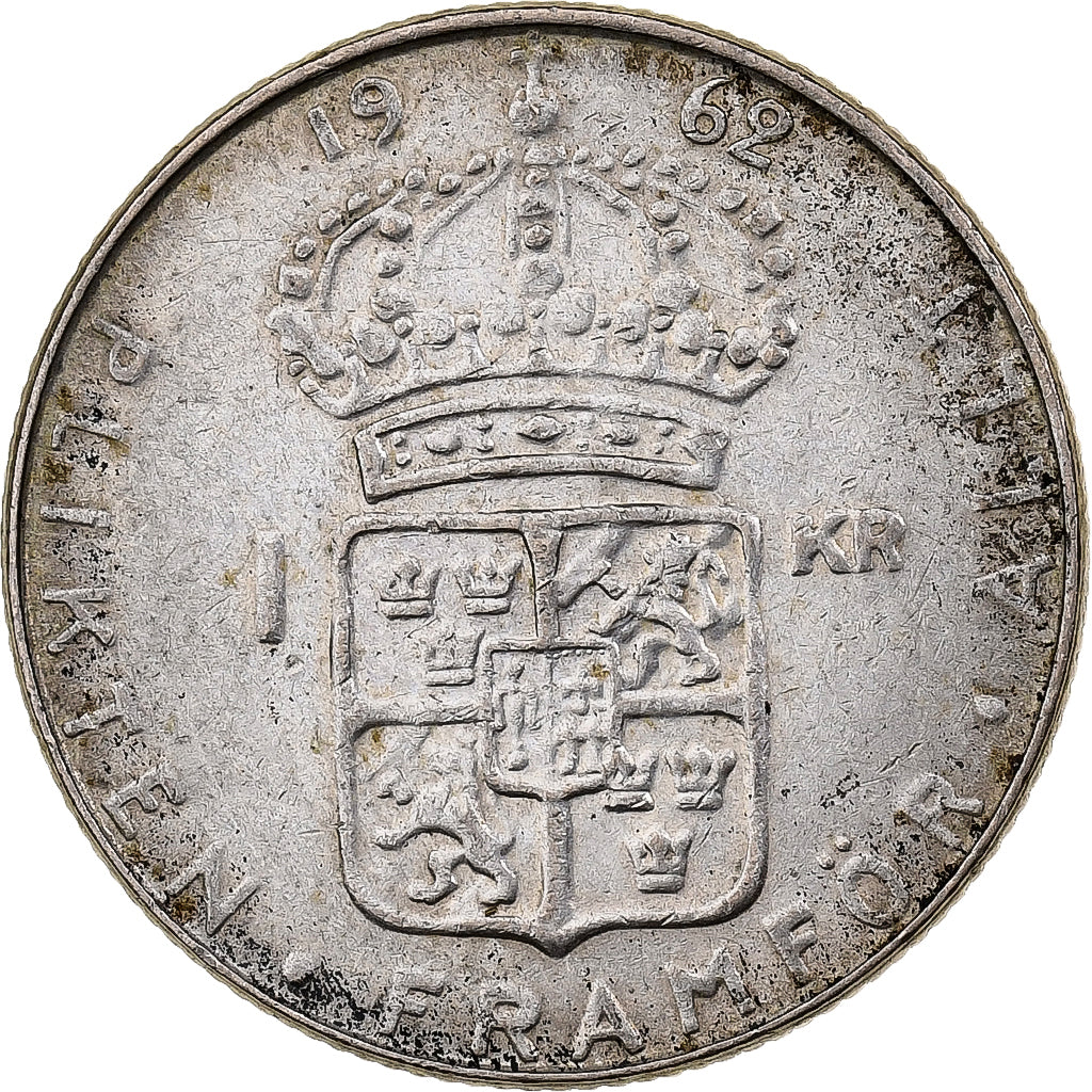 Suecia, Gustaf VI, Krona, 1962, Plata, MBC, KM:826
