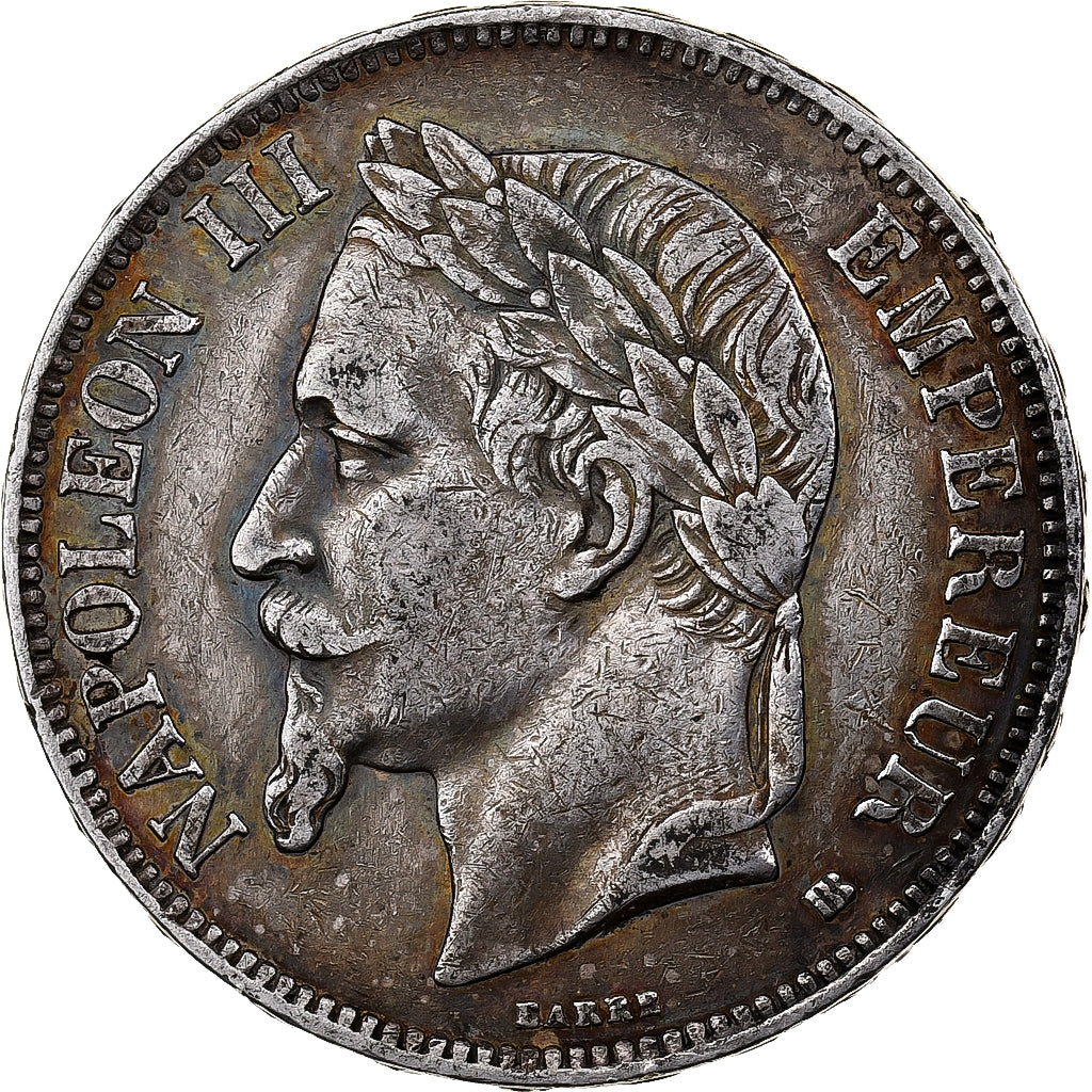 France, Napoleon III, 5 Francs, 1869, Strasbourg, Silver, EF(40-45)