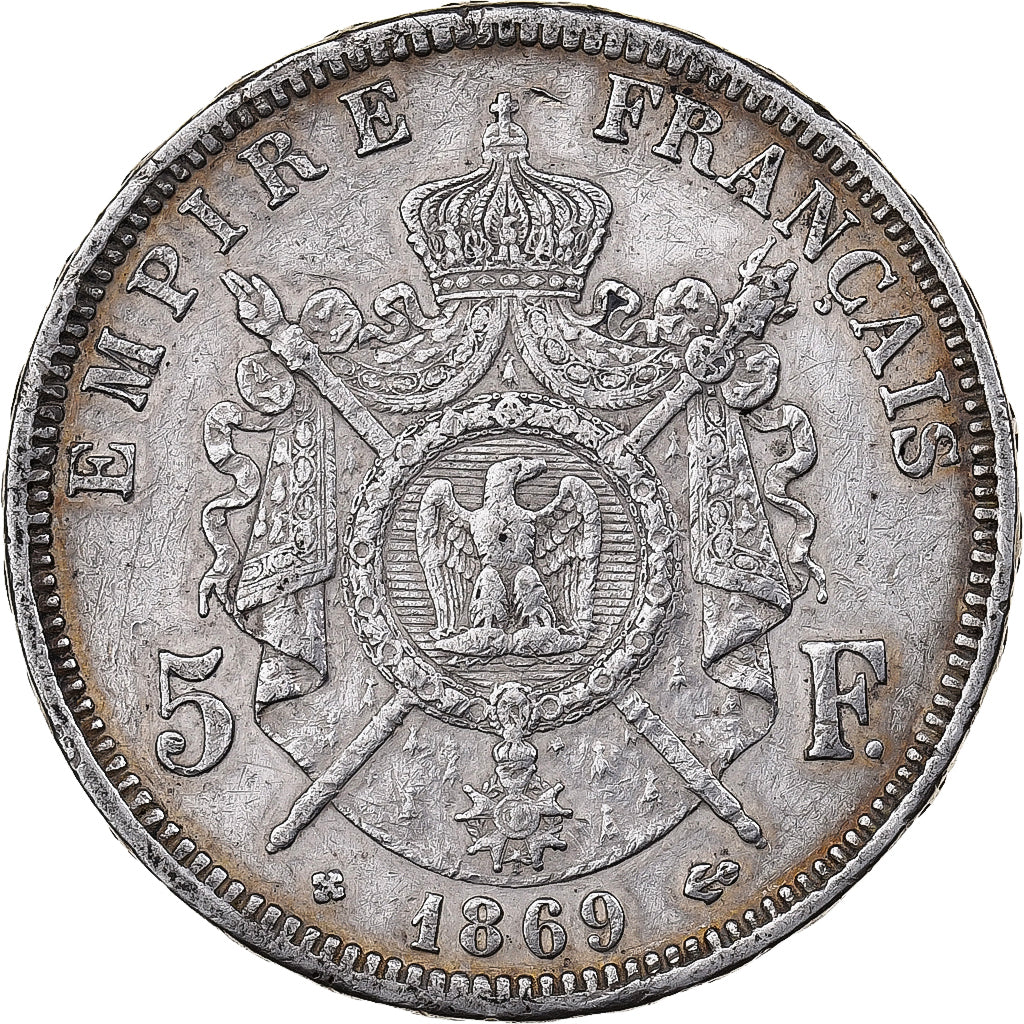 France, Napoleon III, 5 Francs, 1869, Strasbourg, Silver, EF(40-45)