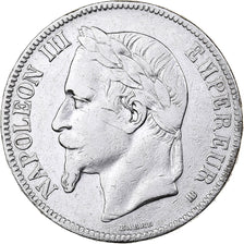 France, Napoleon III, 5 Francs, 1868, Strasbourg, Silver, EF(40-45), KM:799.2