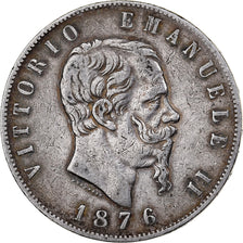 Italy, Vittorio Emanuele II, 5 Lire, 1876, Rome, Silver, EF(40-45), KM:8.4