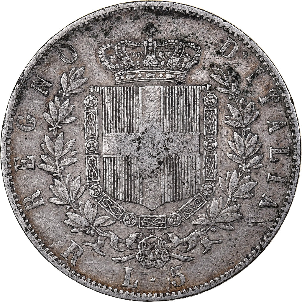 Italy, Vittorio Emanuele II, 5 Lire, 1876, Rome, Silver, EF(40-45), KM:8.4