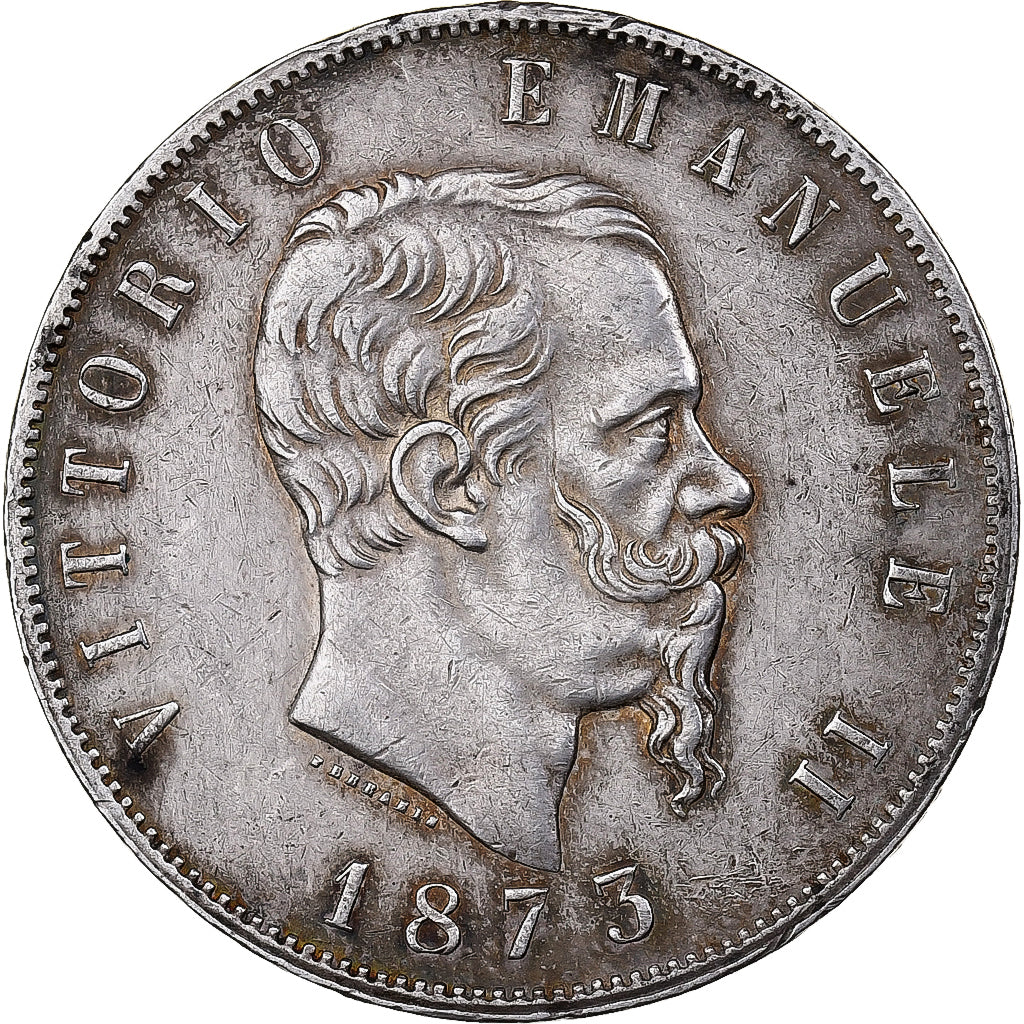 Italy, Vittorio Emanuele II, 5 Lire, 1873, Milan, Silver, EF(40-45), KM:8.3