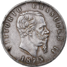Italy, Vittorio Emanuele II, 5 Lire, 1873, Milan, Silver, EF(40-45), KM:8.3