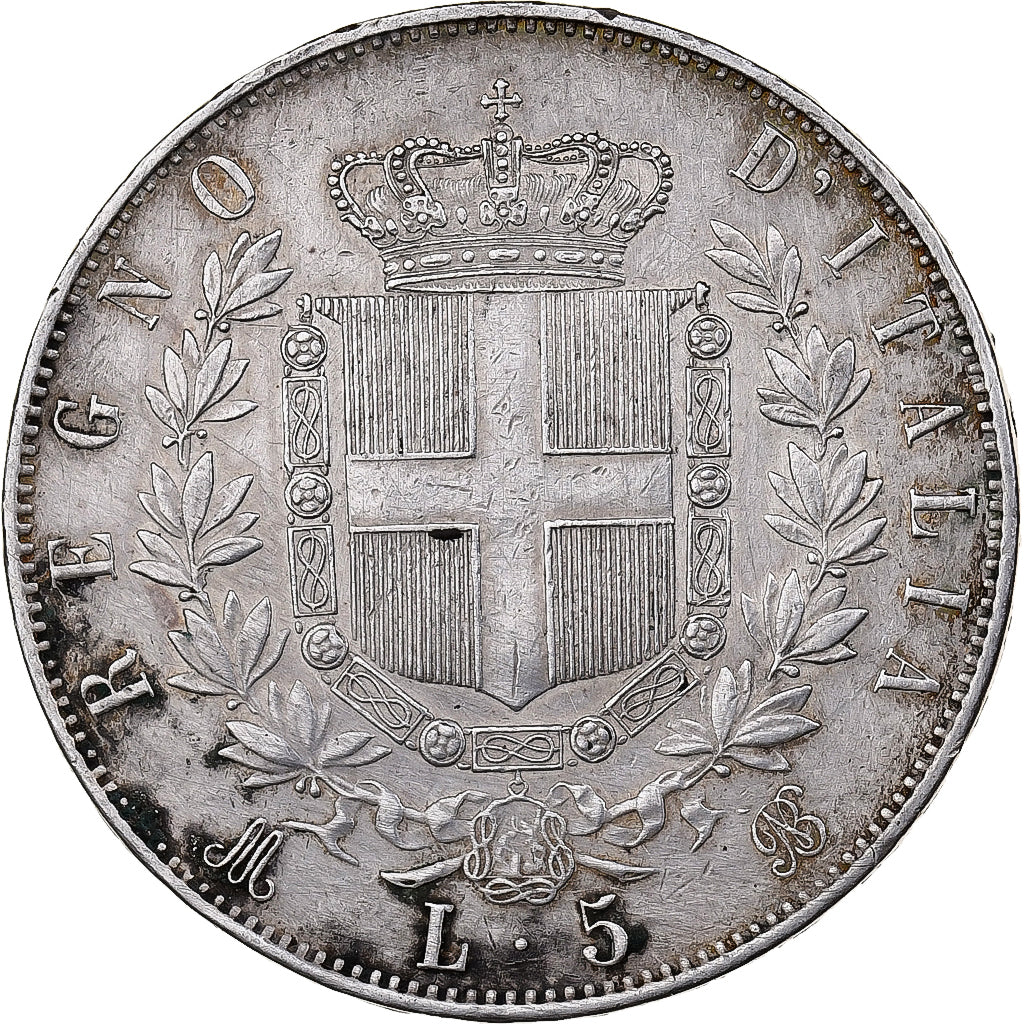 Italy, Vittorio Emanuele II, 5 Lire, 1873, Milan, Silver, EF(40-45), KM:8.3