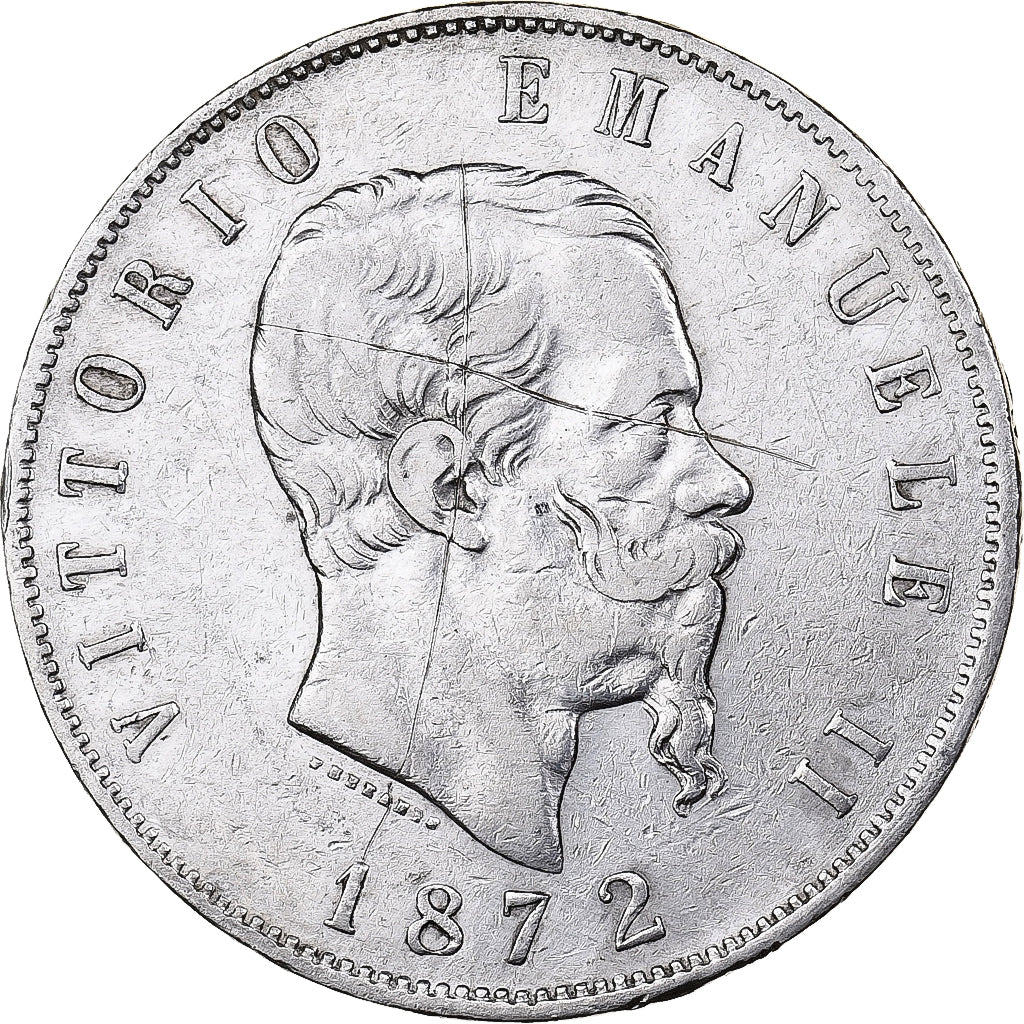 Italy, Vittorio Emanuele II, 5 Lire, 1872, Milan, Silver, EF(40-45), KM:8.3