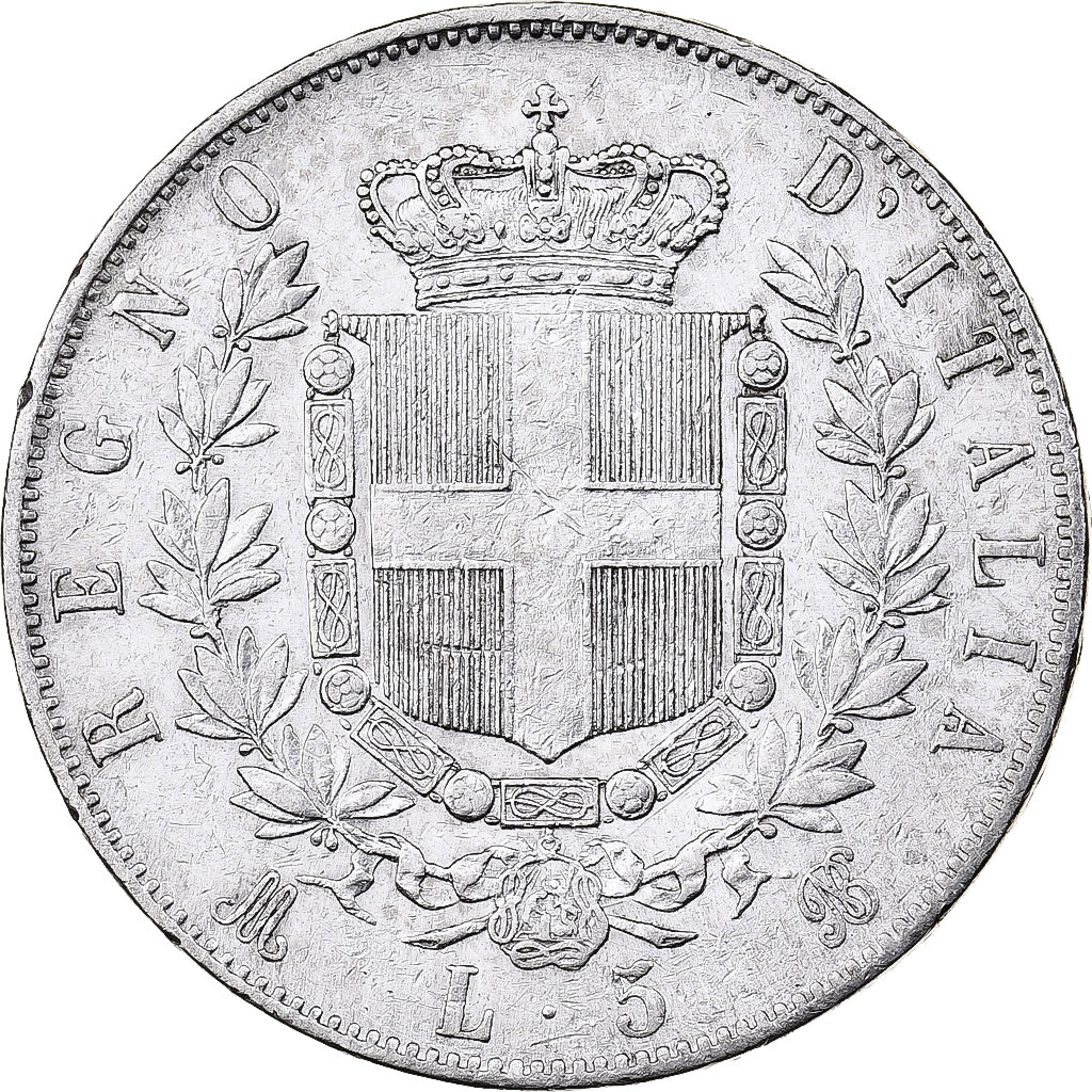 Italy, Vittorio Emanuele II, 5 Lire, 1872, Milan, Silver, EF(40-45), KM:8.3