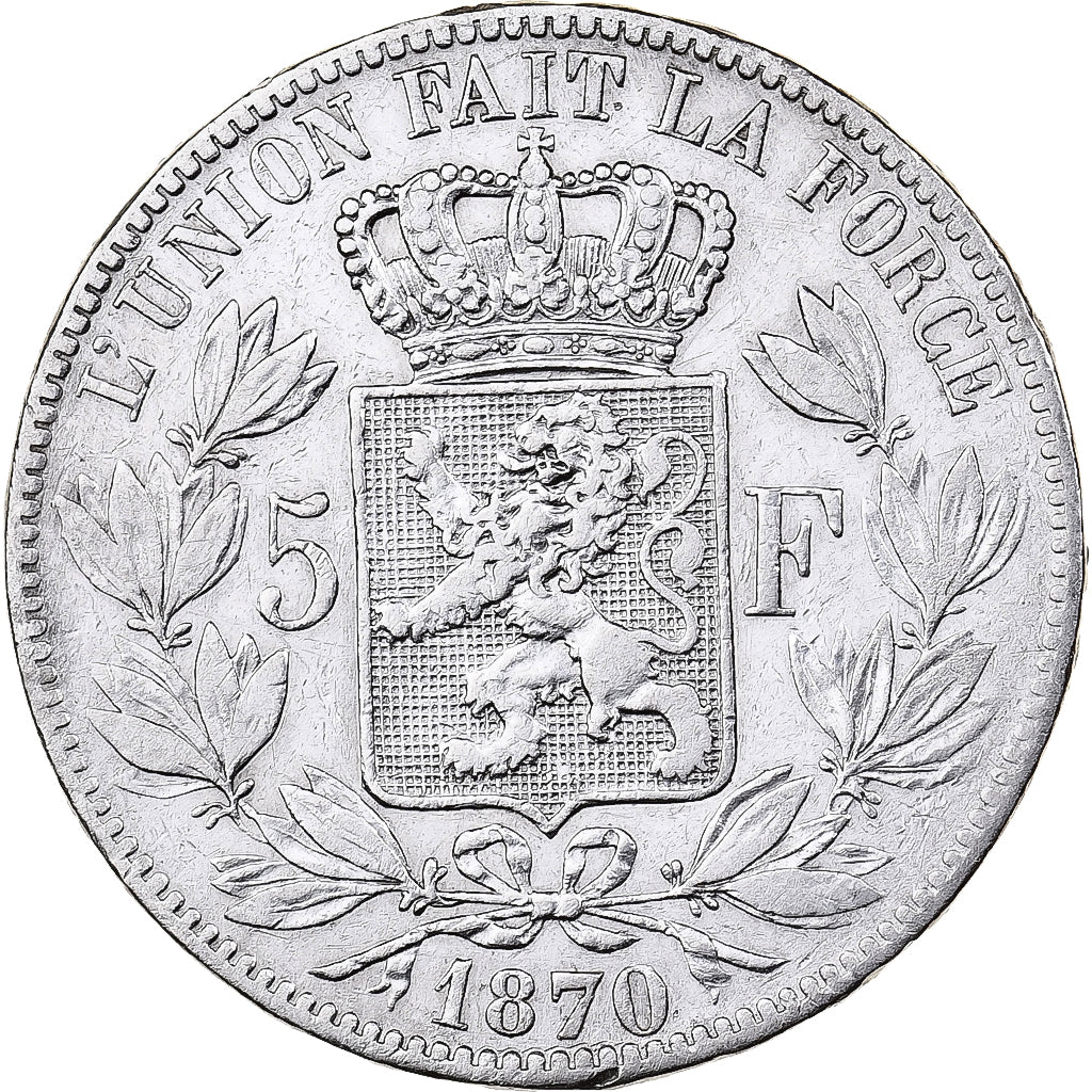 Belgium, Leopold II, 5 Francs, 5 Frank, 1870, Silver, VF(30-35), KM:24