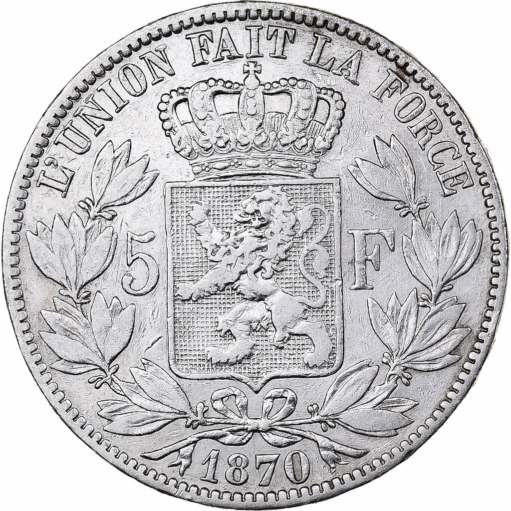 Belgium, Leopold II, 5 Francs, 5 Frank, 1870, Silver, VF(30-35), KM:24