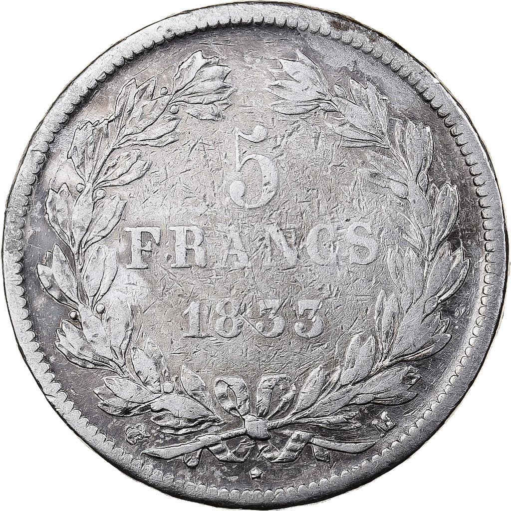 France, Louis-Philippe I, 5 Francs, Louis-Philippe, 1833, Toulouse, Silver
