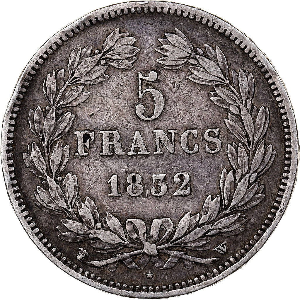 France, Louis-Philippe I, 5 Francs, 1832, Lille, Silver, VF(30-35), KM:749.13