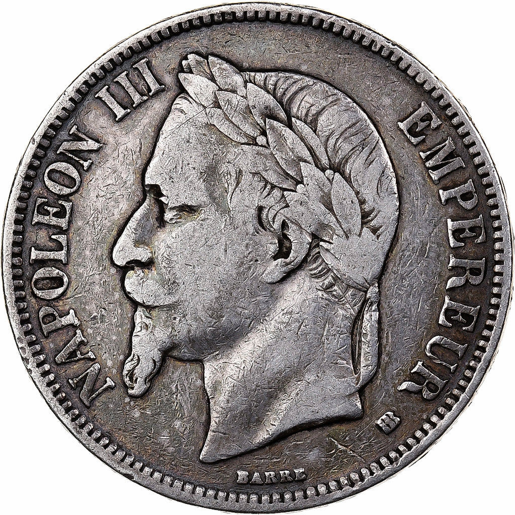 France, Napoleon III, 5 Francs, 1869, Strasbourg, Silver, VF(30-35)