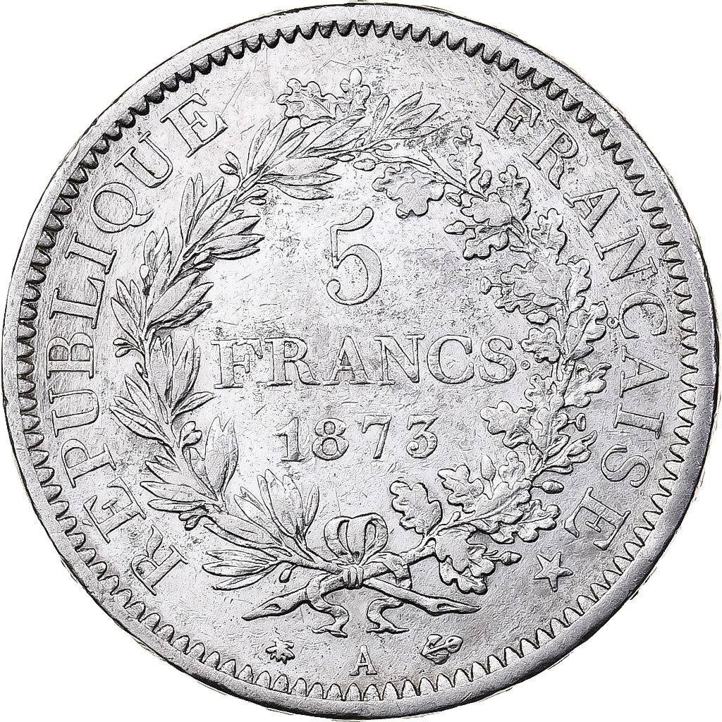 France, 5 Francs, Hercule, 1873, Paris, Silver, EF(40-45), Gadoury:745a