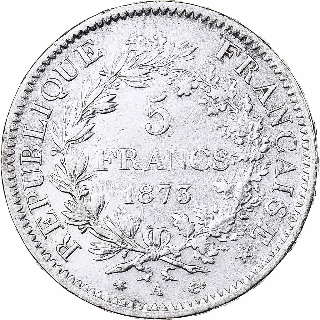 France, 5 Francs, Hercule, 1873, Paris, Silver, EF(40-45), Gadoury:745a