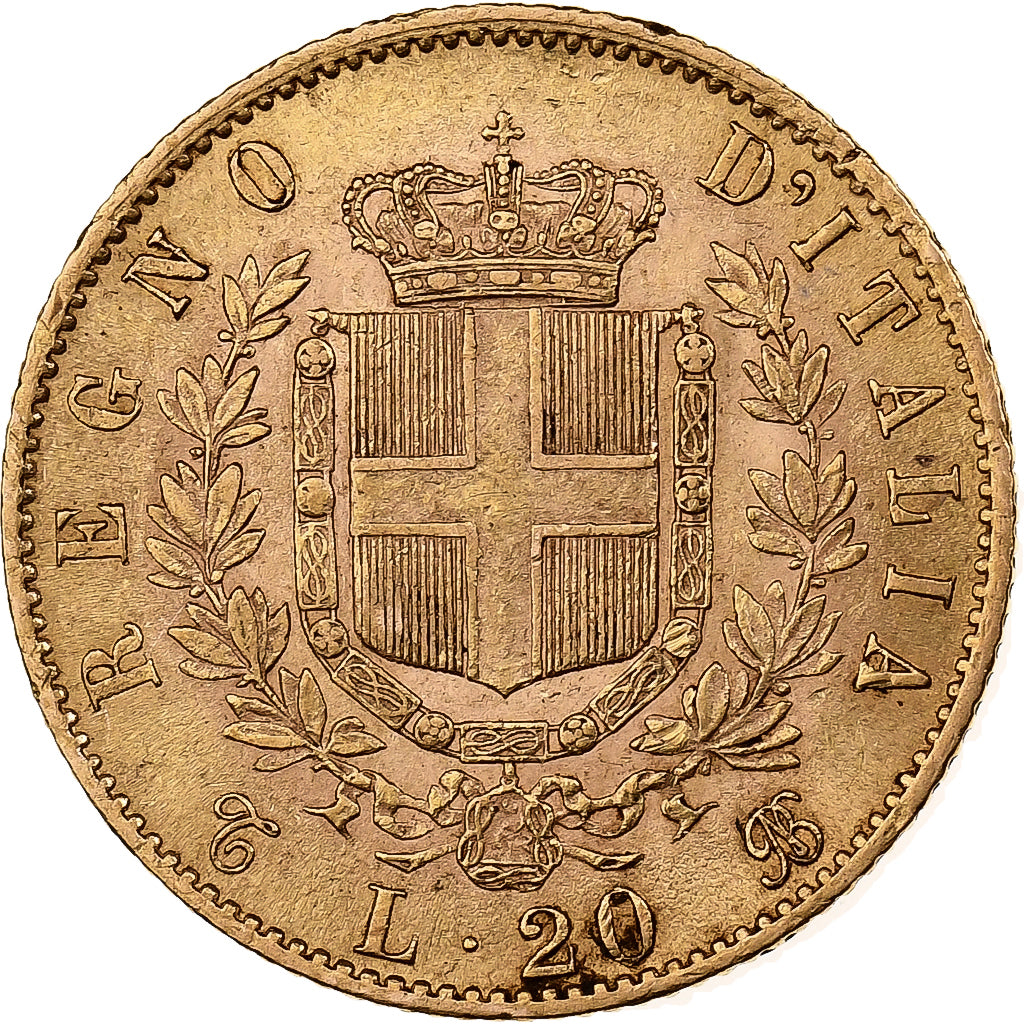 Italie, Vittorio Emanuele II, 20 Lire, 1867, Turin, Or, TTB+, KM:10.1
