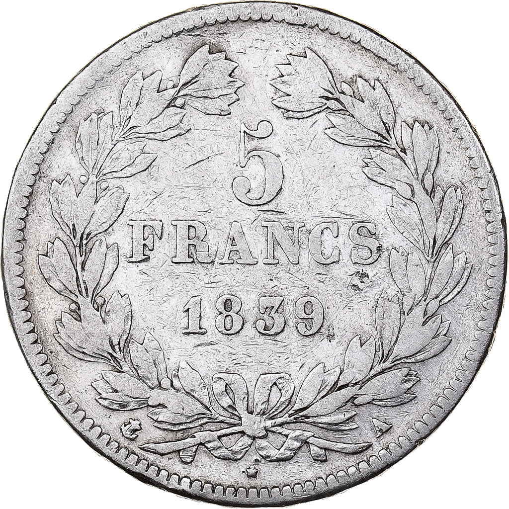France, Louis-Philippe I, 5 Francs, 1839, Paris, Silver, VF(30-35), Gadoury:678