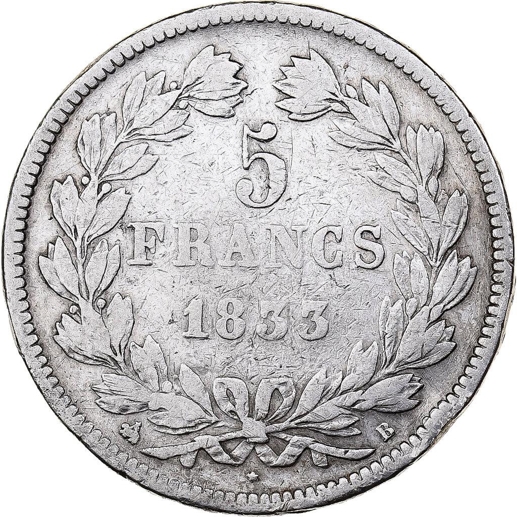 Frankrijk, Louis-Philippe I, 5 Francs, Louis-Philippe, 1833, Rouen, Zilver, FR