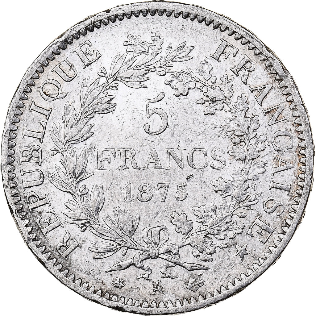 Frankrijk, 5 Francs, Hercule, 1875, Paris, Zilver, ZF, Gadoury:745a, KM:820.1