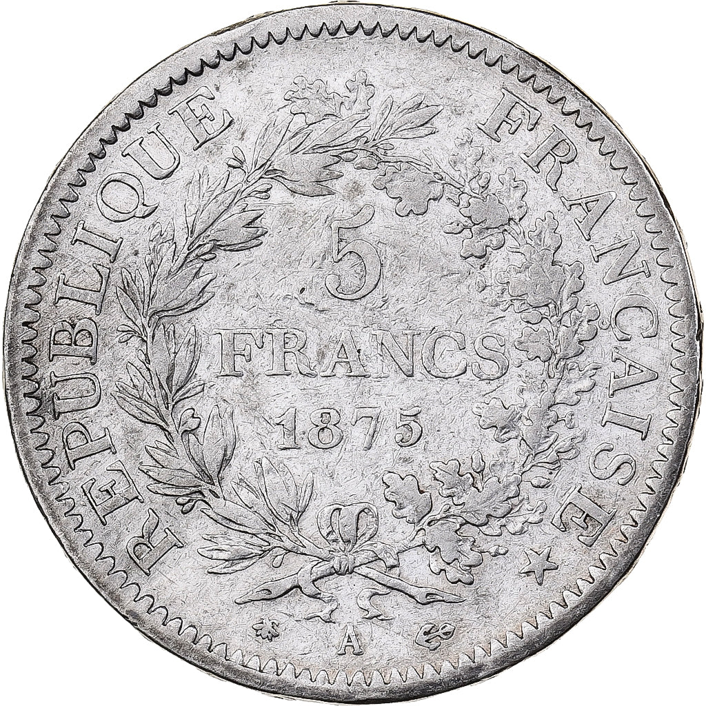 France, 5 Francs, Hercule, 1875, Paris, Silver, VF(30-35), Gadoury:745a