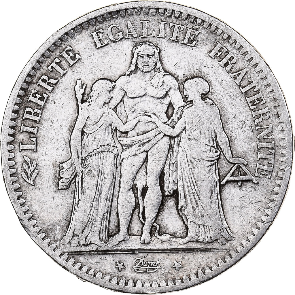 Frankrijk, 5 Francs, Hercule, 1849, Bordeaux, Zilver, FR+, Gadoury:683, KM:756.4