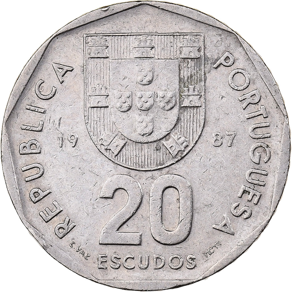 Portugal, 20 Escudos, 1987, Lisbon, Kupfer-Nickel, SS, KM:634.1