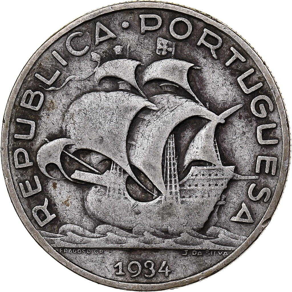 Portugal, 5 Escudos, 1934, Silver, EF(40-45), KM:581