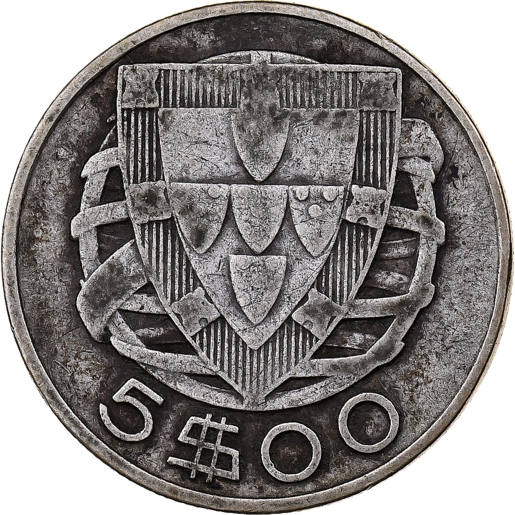 Portugal, 5 Escudos, 1934, Silver, EF(40-45), KM:581