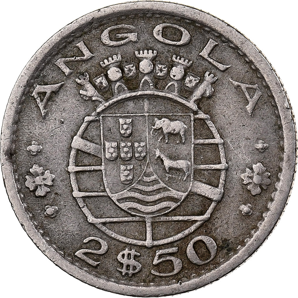 Angola, 2-1/2 Escudos, 1956, Rame-nichel, BB, KM:77