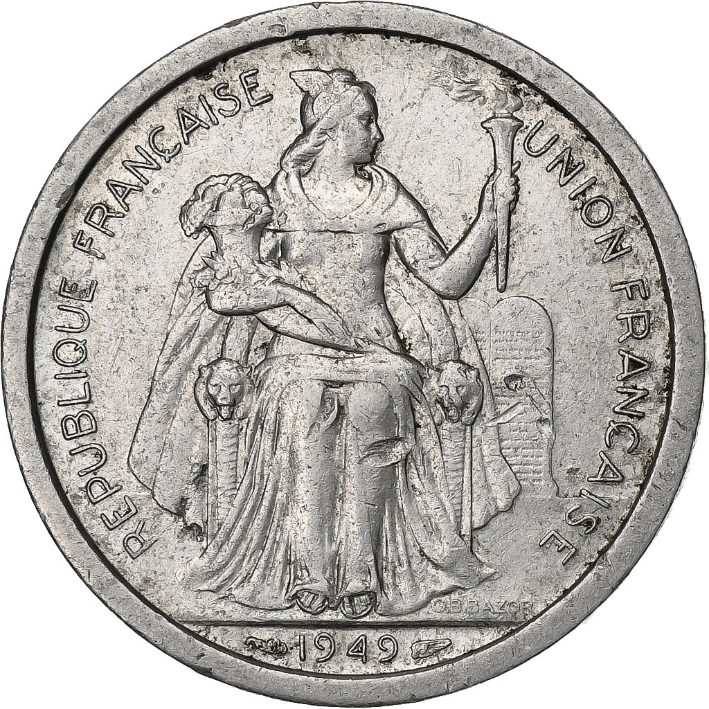 Nova Caledónia, 2 Francs, 1949, Paris, Alumínio, EF(40-45), KM:3