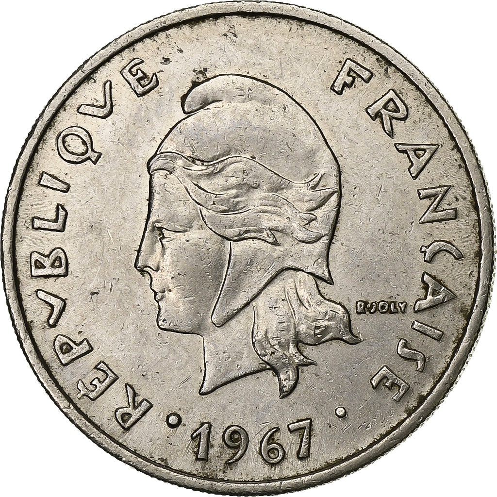 Nova Caledónia, 20 Francs, 1967, Paris, Níquel, AU(50-53), KM:6
