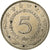 Yugoslavia, 5 Dinara, 1980, Cobre - níquel - cinc, MBC, KM:58