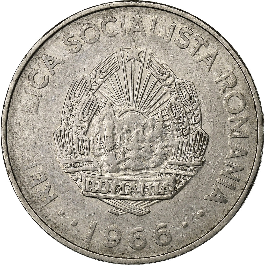 Romania, 3 Lei, 1966, Acciaio ricoperto in nichel, BB, KM:96