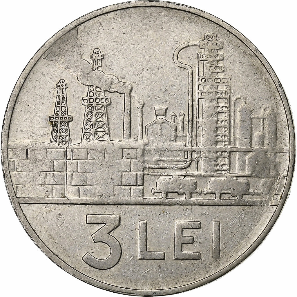 Romania, 3 Lei, 1966, Acciaio ricoperto in nichel, BB, KM:96
