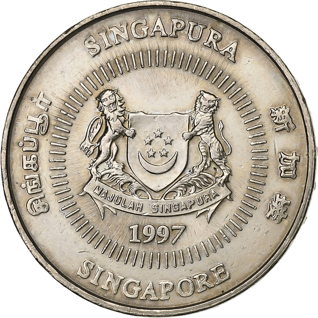 Singapur, 50 Cents, 1997, Singapore Mint, Miedź-Nikiel, AU(55-58), KM:102