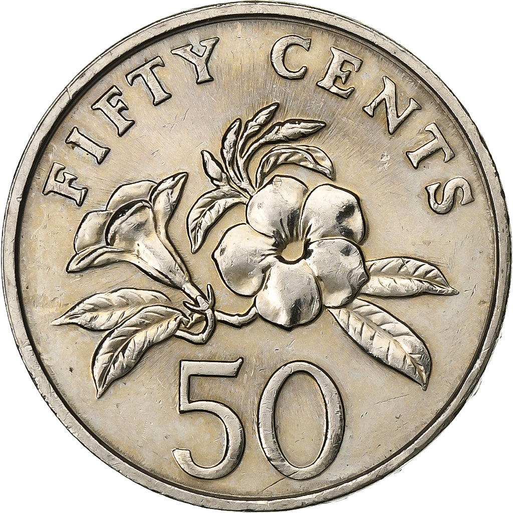 Singapur, 50 Cents, 1997, Singapore Mint, Miedź-Nikiel, AU(55-58), KM:102