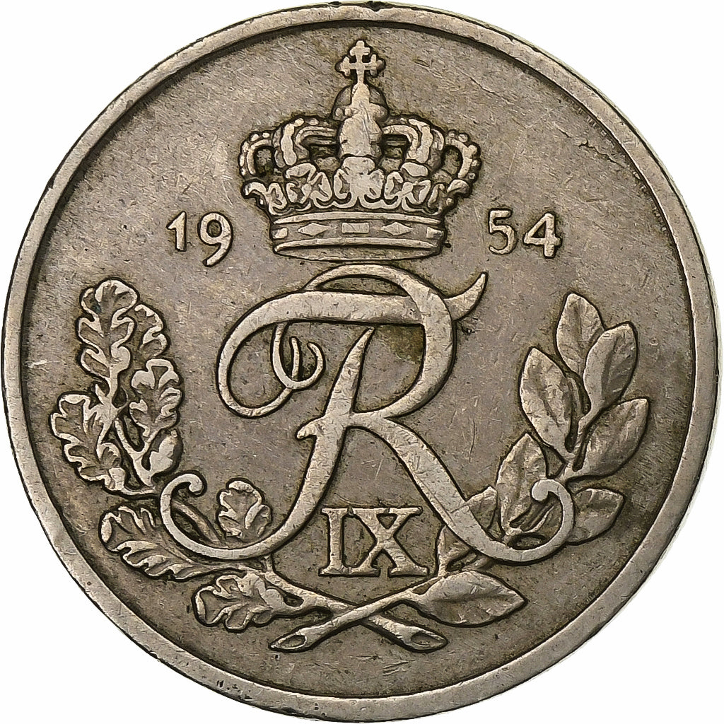 Denemarken, Frederik IX, 25 Öre, 1954, Copenhagen, Cupro-nikkel, ZF, KM:842.1