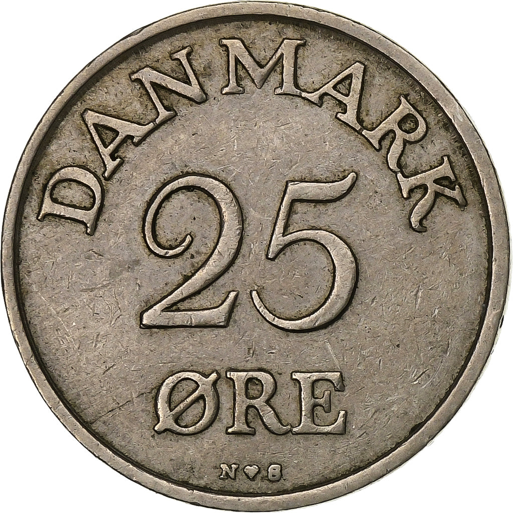 Denemarken, Frederik IX, 25 Öre, 1954, Copenhagen, Cupro-nikkel, ZF, KM:842.1