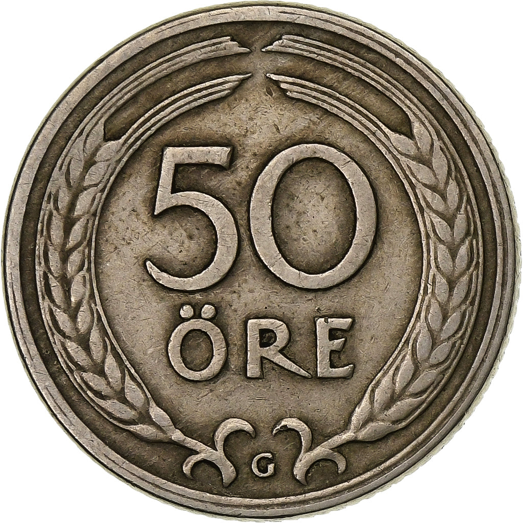 Svezia, Gustaf V, 50 Öre, 1940, Nichel-bronzo, BB, KM:796