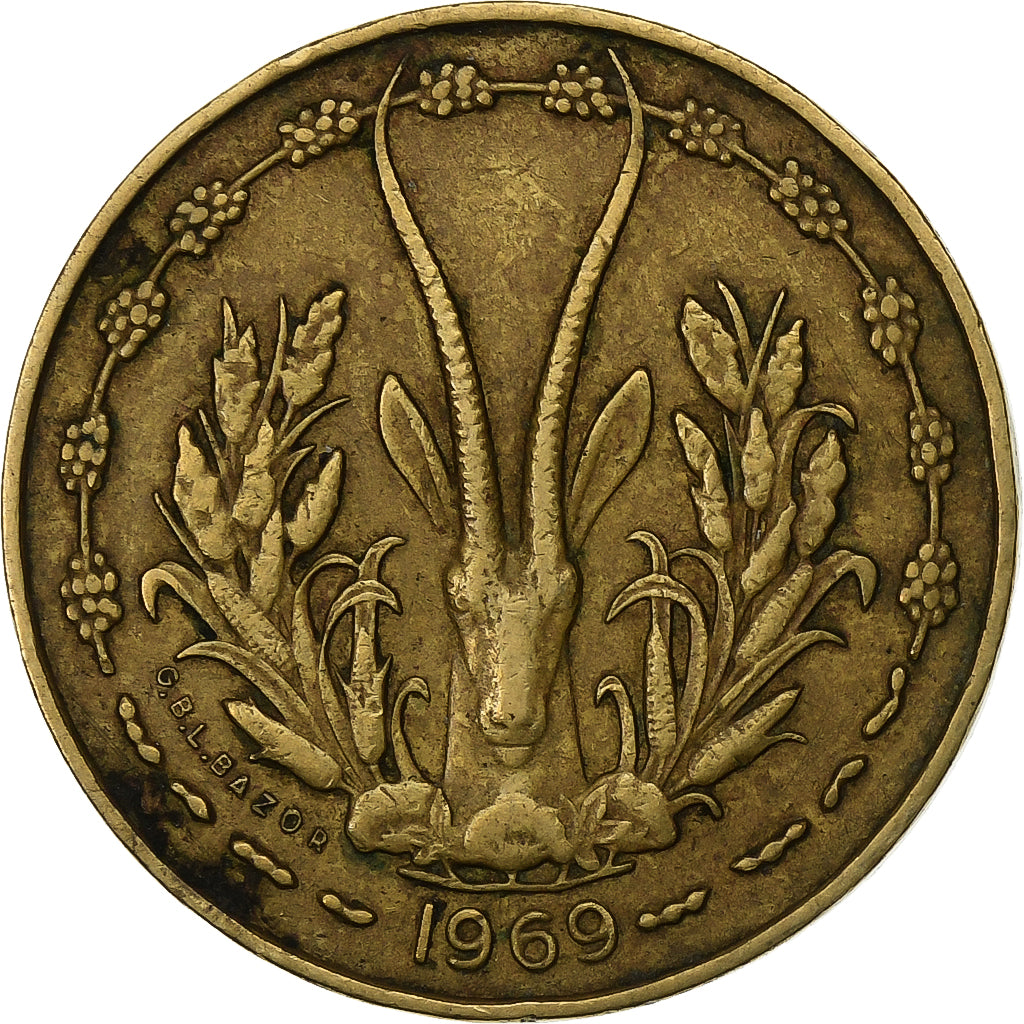 Stati dell'Africa occidentale, 10 Francs, 1969, Paris, Alluminio-nichel-bronzo