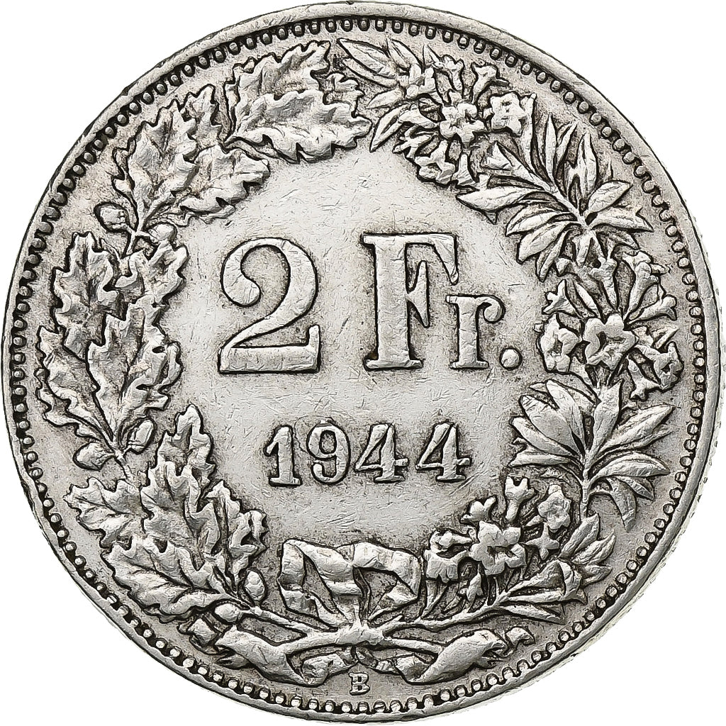 Schweiz, 2 Francs, 1944, Bern, Silber, SS, KM:21