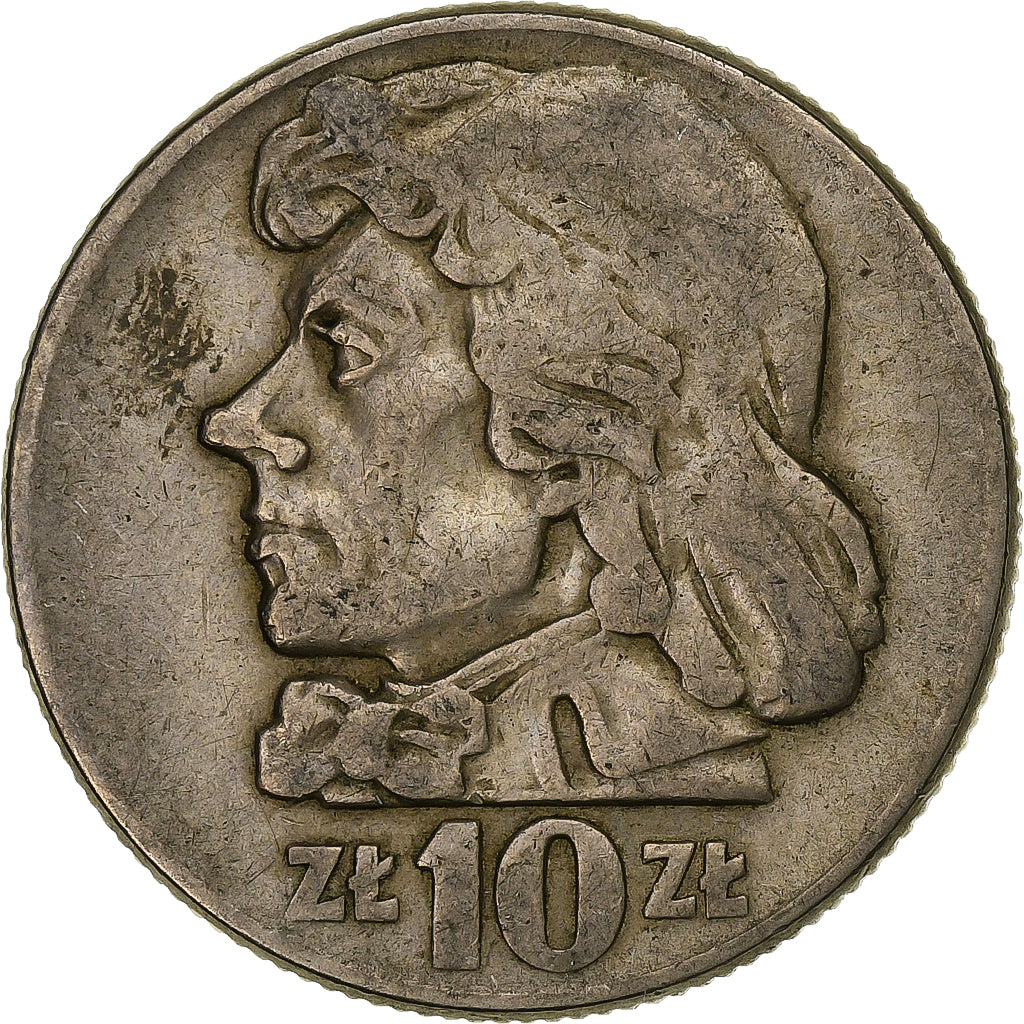 Polonia, 10 Zlotych, 1960, Warsaw, Rame-nichel, BB, KM:50
