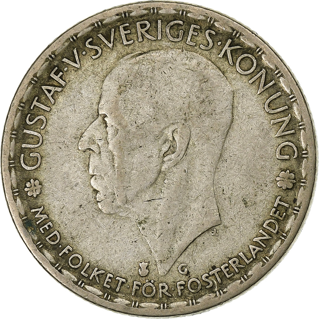 Svezia, Gustaf V, Krona, 1942, Argento, MB+, KM:814