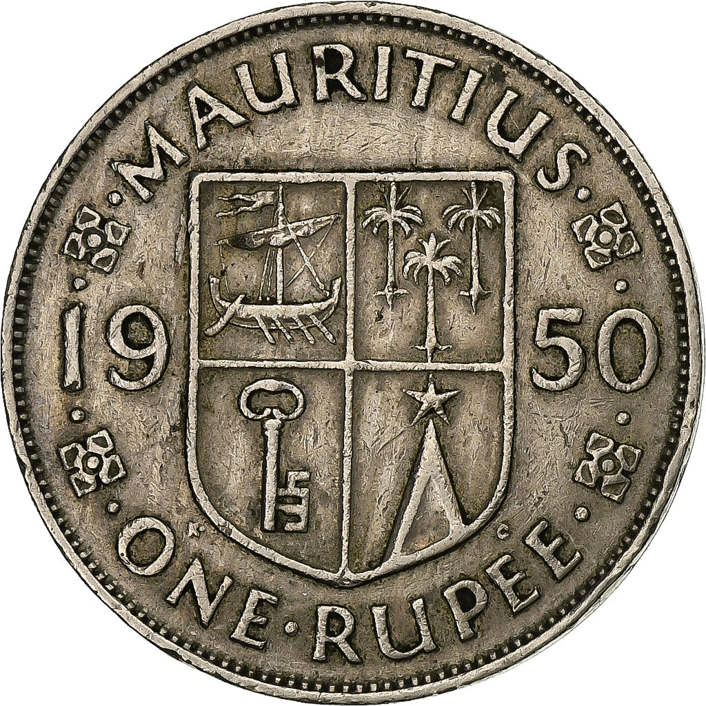 Mauritius, George VI, Rupee, 1950, Copper-nickel, EF(40-45), KM:29.1