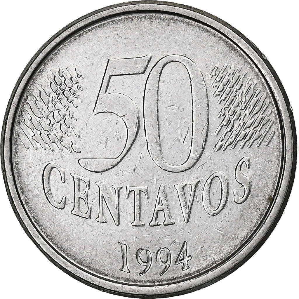 Brazil, 50 Centavos, 1994, Stainless Steel, AU(50-53), KM:635