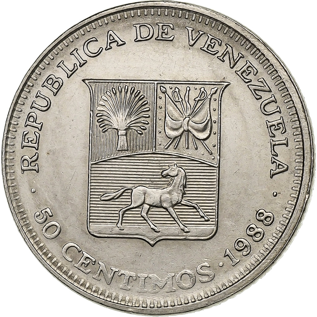 Venezuela, 50 Centimos, 1988, Nickel Clad Steel, PR, KM:41a